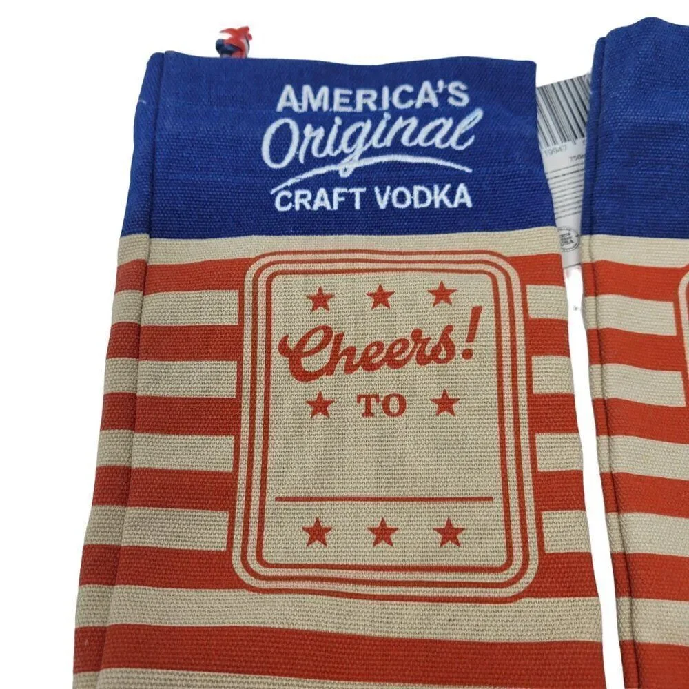 Tito's Handmade Vodka Patriotic Burlap Bag Pouch Bottle‎ Cover Gift Cheers USA
